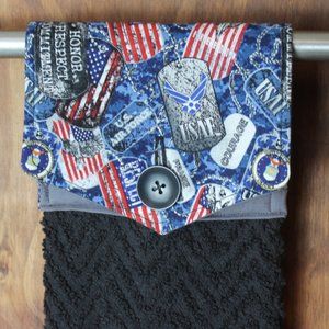 U.S. AIR FORCE MILITARY HANDMADE HANGING KITCHEN HAND TOWEL BLACK COTTON TOWEL
